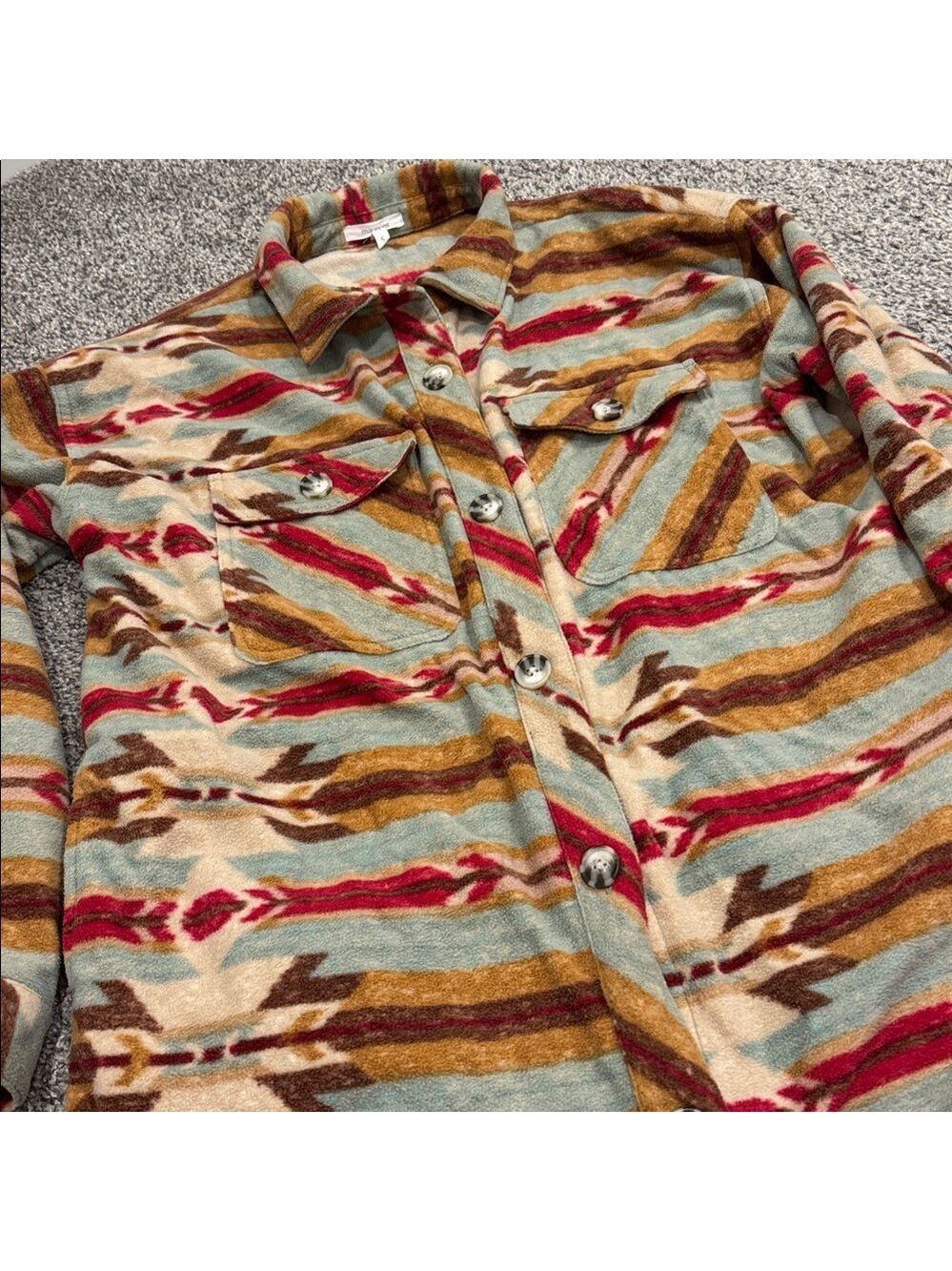 Mixed Pattern Fleece Shacket - Picture 3 of 7